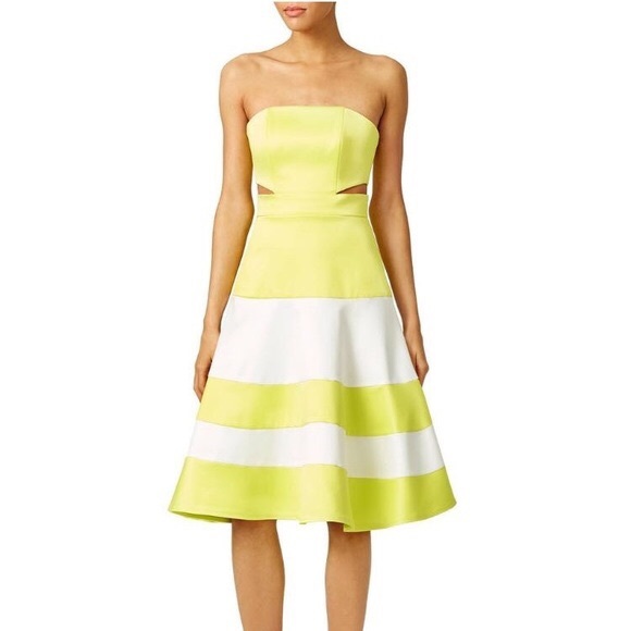 Alexis Dresses & Skirts - Alexis Simona Strapless Cutout Striped Neon Dress